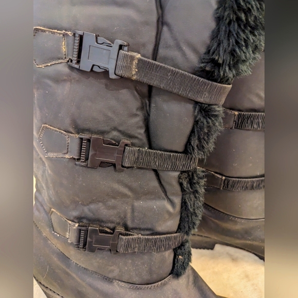 Faux Fur Lined Cold Weather Snow Boots Black Size 11 12WW Wide Width - Picture 6 of 16